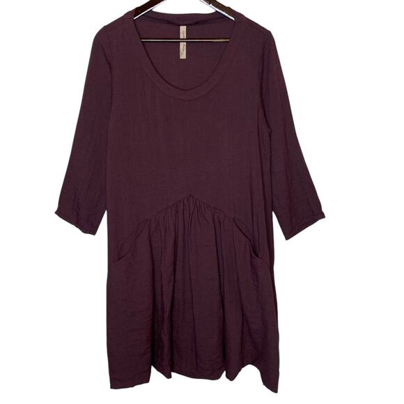 Cynthia Ashby Venetian 3/4 Sleeve Midi Dress Burgundy, size XS